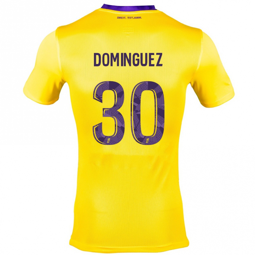 Kids Football Álex Domínguez #30 Yellow Purple Away Jersey 2024/25 T-Shirt Australia