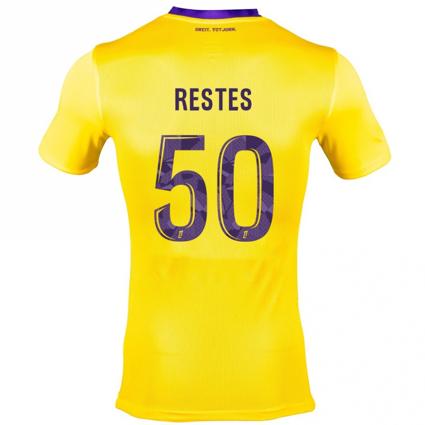 Kids Football Guillaume Restes #50 Yellow Purple Away Jersey 2024/25 T-Shirt Australia