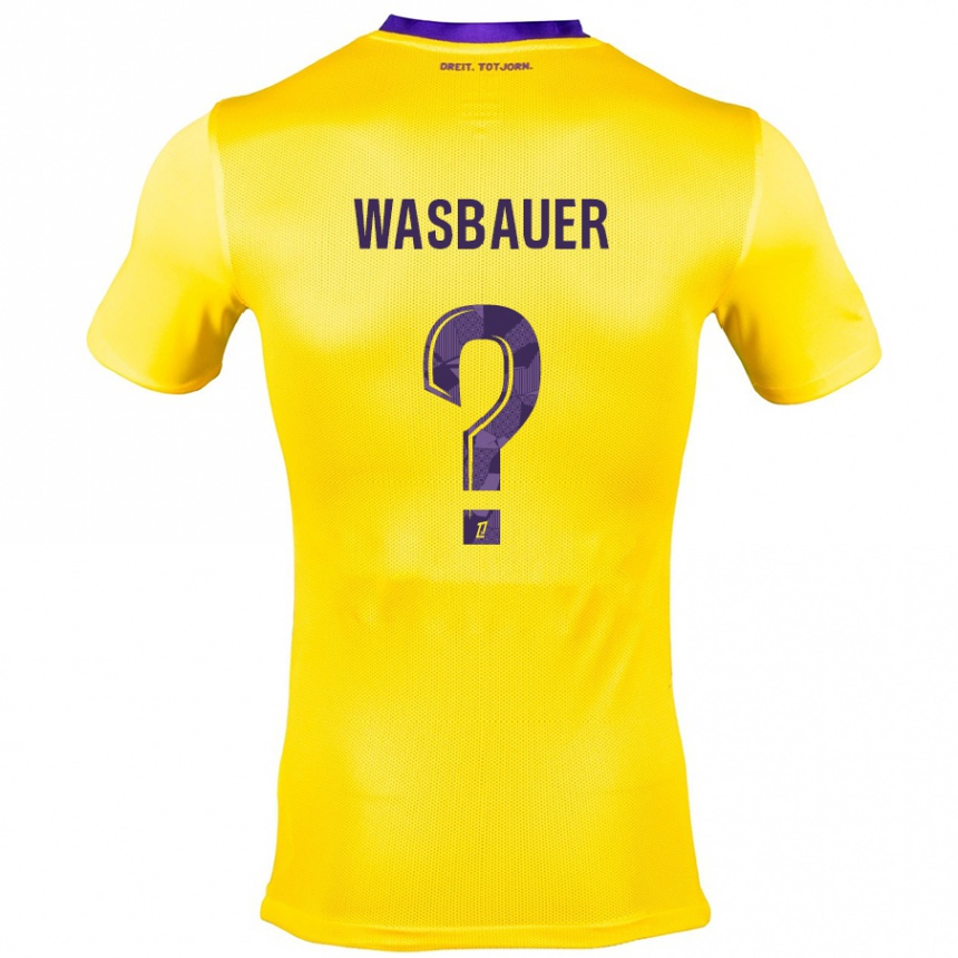 Kids Football Nicolas Wasbauer #0 Yellow Purple Away Jersey 2024/25 T-Shirt Australia