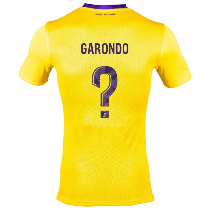 Kids Football Thibaud Garondo #0 Yellow Purple Away Jersey 2024/25 T-Shirt Australia