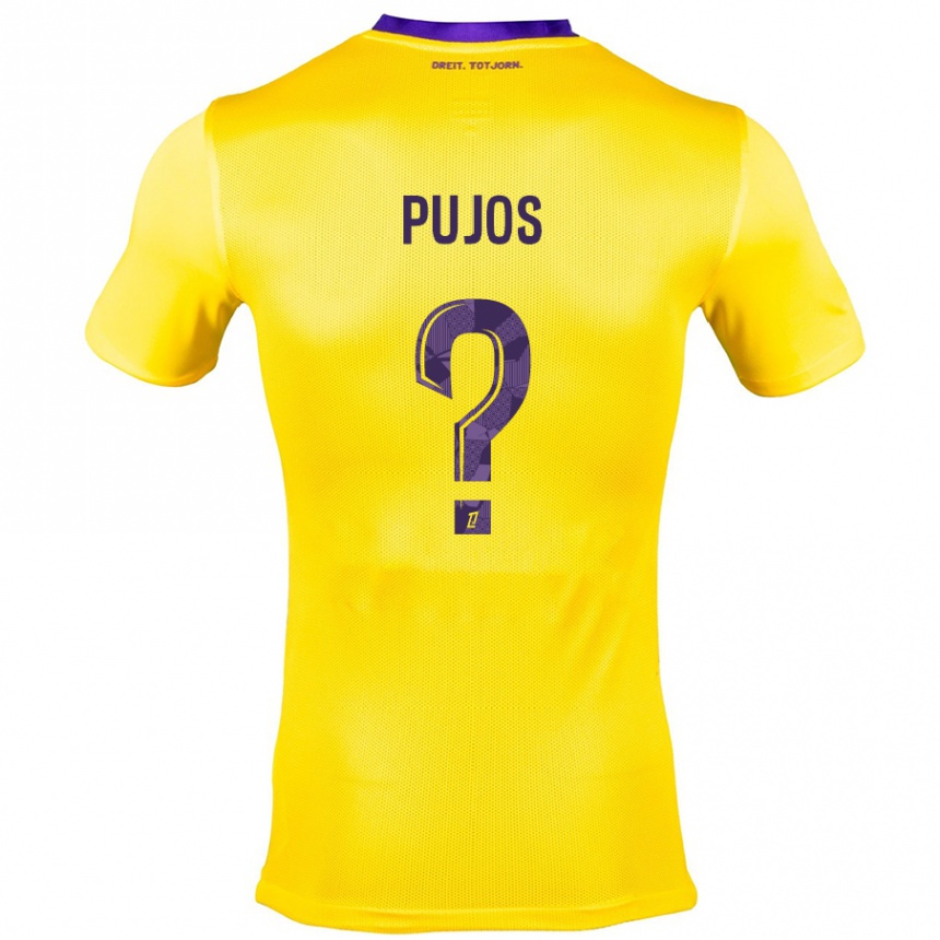 Kids Football Clément Pujos #0 Yellow Purple Away Jersey 2024/25 T-Shirt Australia