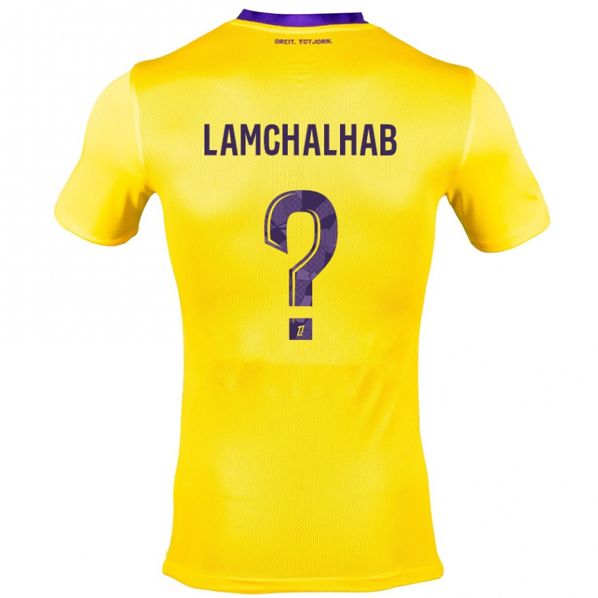 Kids Football Merwan Lamchalhab #0 Yellow Purple Away Jersey 2024/25 T-Shirt Australia