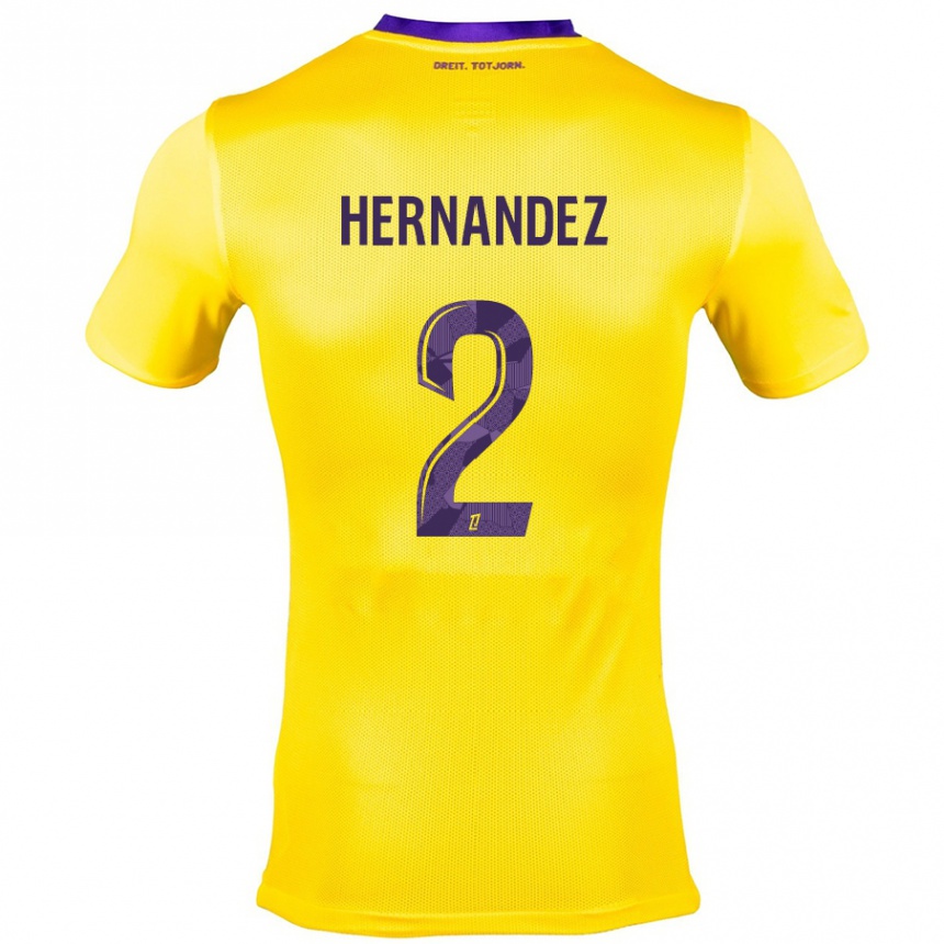 Kids Football Lucie Hernandez #2 Yellow Purple Away Jersey 2024/25 T-Shirt Australia