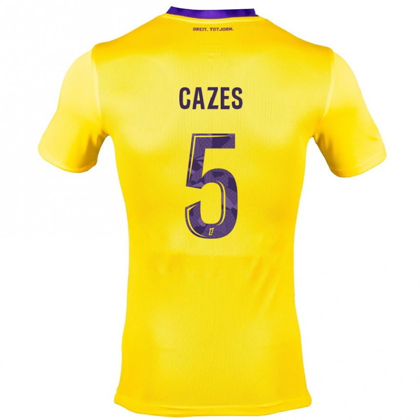 Kids Football Manon Cazes #5 Yellow Purple Away Jersey 2024/25 T-Shirt Australia