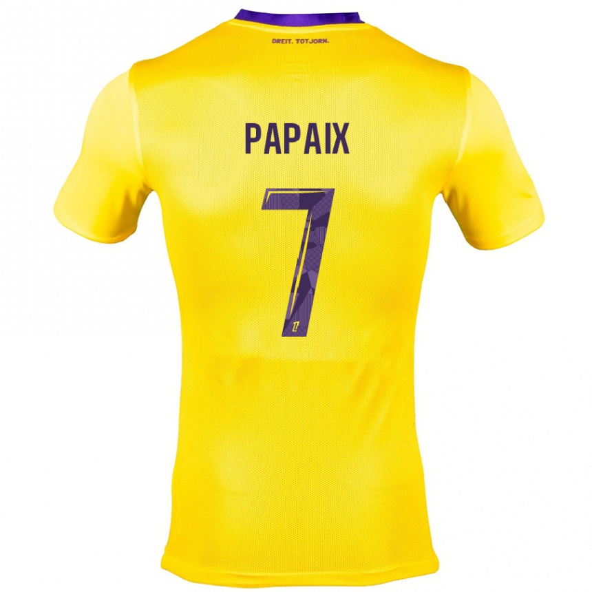 Kids Football Marie Papaix #7 Yellow Purple Away Jersey 2024/25 T-Shirt Australia