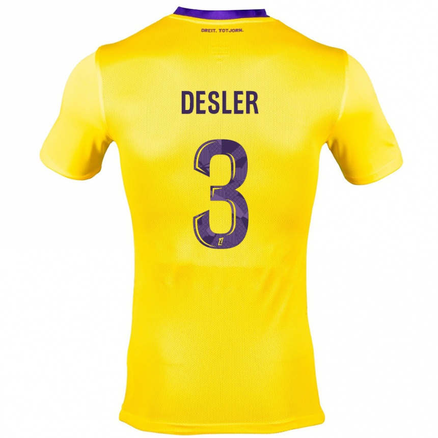 Kids Football Mikkel Desler #3 Yellow Purple Away Jersey 2024/25 T-Shirt Australia