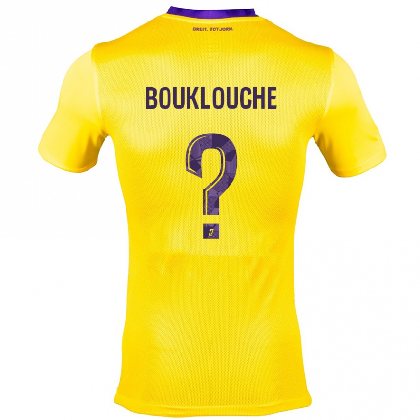 Kids Football Kelyan Bouklouche #0 Yellow Purple Away Jersey 2024/25 T-Shirt Australia