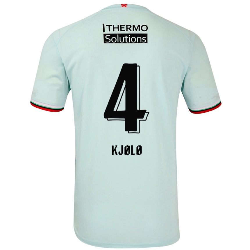 Kids Football Mathias Kjølø #4 Light Green Away Jersey 2024/25 T-Shirt Australia