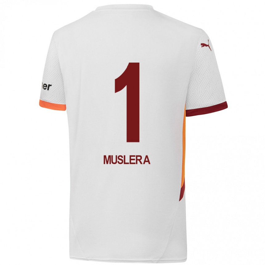 Kids Football Fernando Muslera #1 White Yellow Red Away Jersey 2024/25 T-Shirt Australia