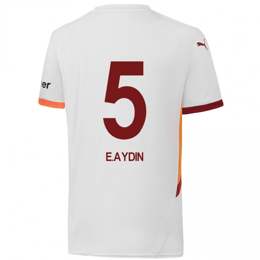 Kids Football Eyüp Aydin #5 White Yellow Red Away Jersey 2024/25 T-Shirt Australia