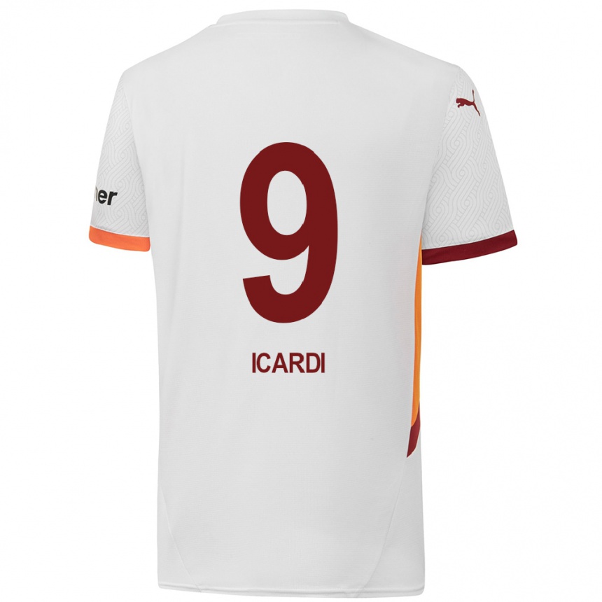 Kids Football Mauro Icardi #9 White Yellow Red Away Jersey 2024/25 T-Shirt Australia