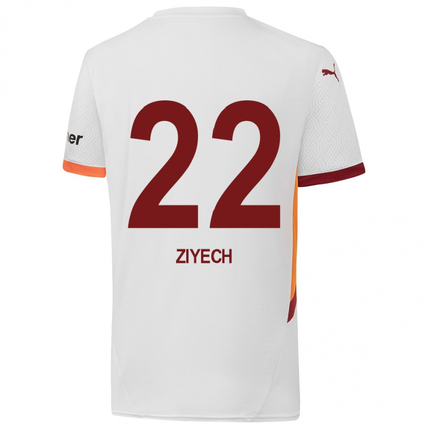 Kids Football Hakim Ziyech #22 White Yellow Red Away Jersey 2024/25 T-Shirt Australia