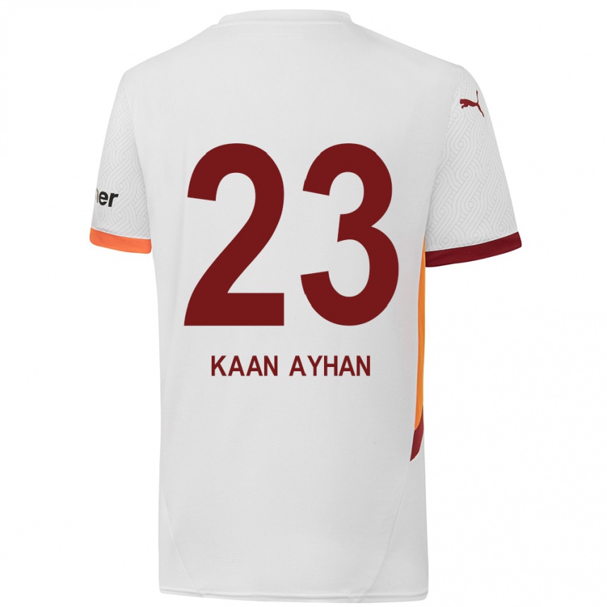 Kids Football Kaan Ayhan #23 White Yellow Red Away Jersey 2024/25 T-Shirt Australia