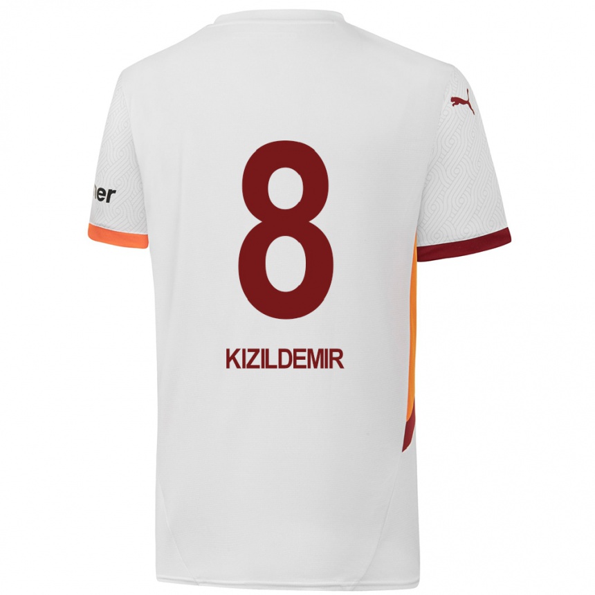 Kids Football Berk Kizildemir #8 White Yellow Red Away Jersey 2024/25 T-Shirt Australia