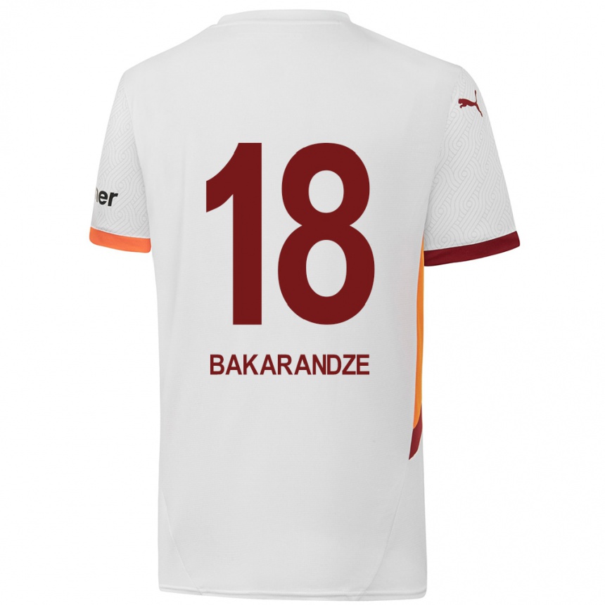 Kids Football Kristina Bakarandze #18 White Yellow Red Away Jersey 2024/25 T-Shirt Australia