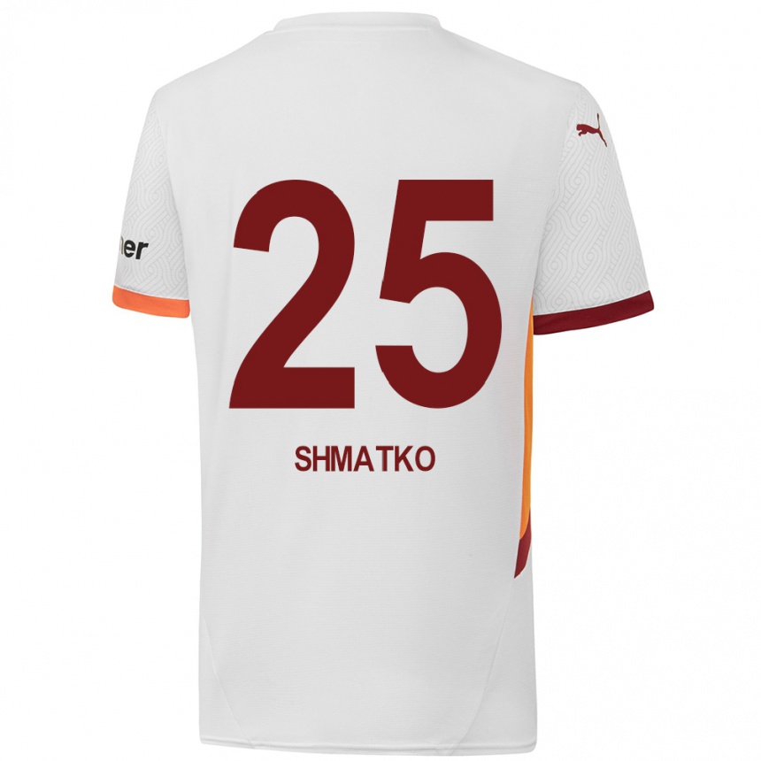 Kids Football Lyubov Shmatko #25 White Yellow Red Away Jersey 2024/25 T-Shirt Australia