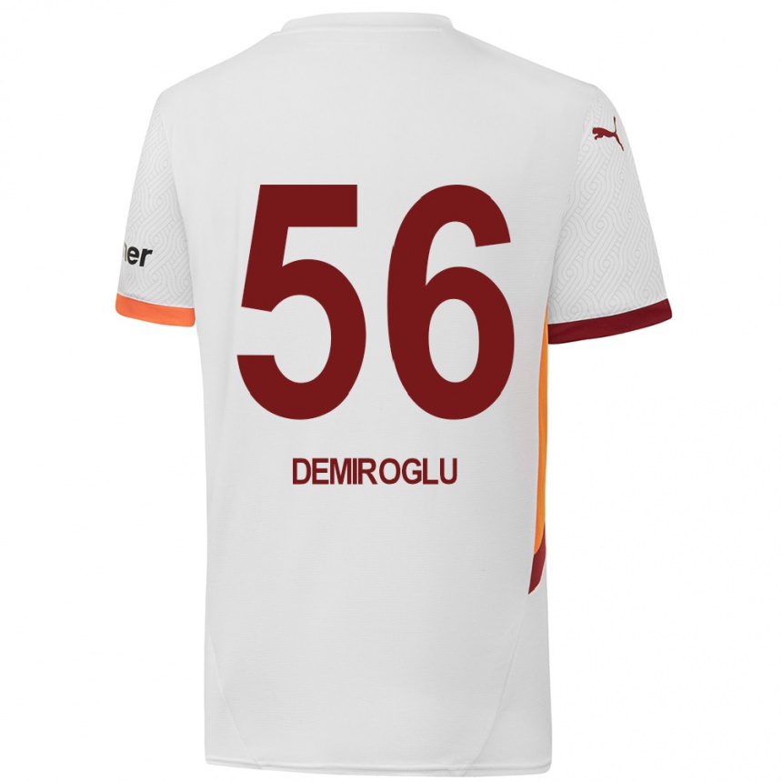 Kids Football Baran Demiroğlu #56 White Yellow Red Away Jersey 2024/25 T-Shirt Australia