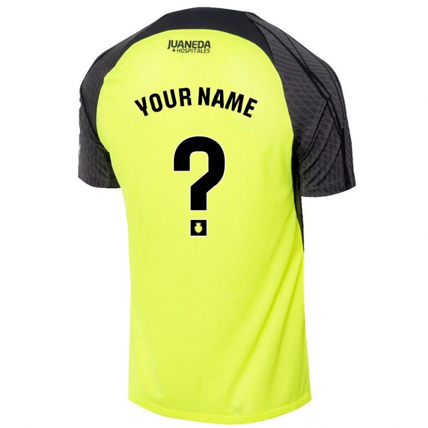 Kids Football Your Name #0 Fluorescent Green Black Away Jersey 2024/25 T-Shirt Australia