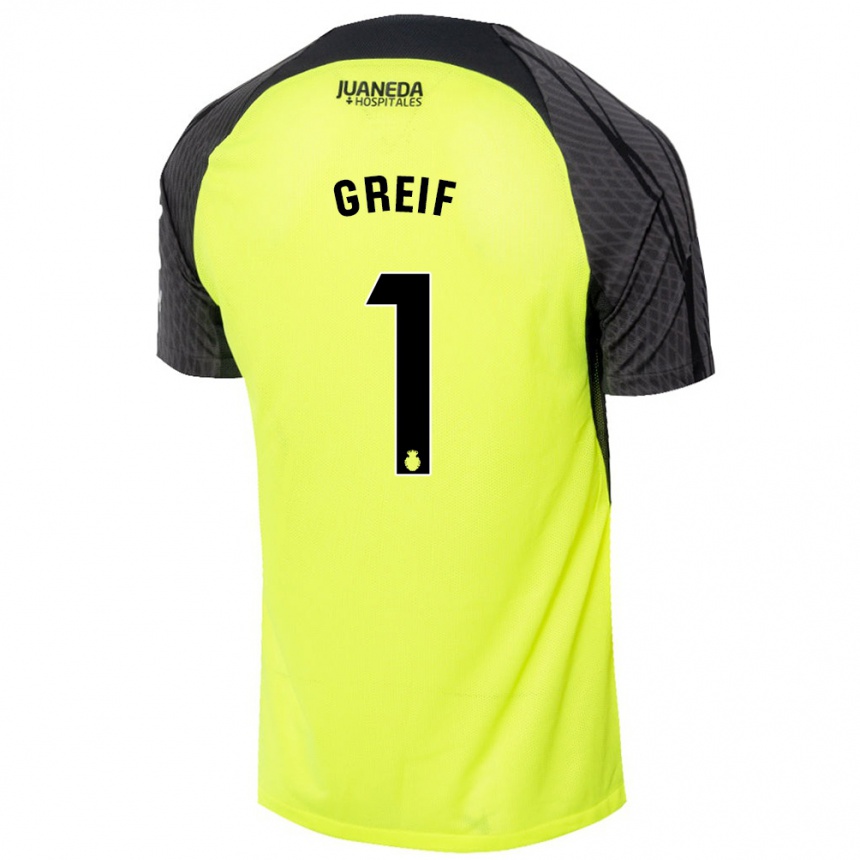 Kids Football Dominik Greif #1 Fluorescent Green Black Away Jersey 2024/25 T-Shirt Australia