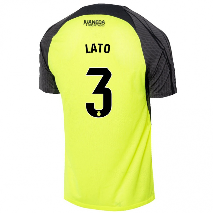 Kids Football Toni Lato #3 Fluorescent Green Black Away Jersey 2024/25 T-Shirt Australia