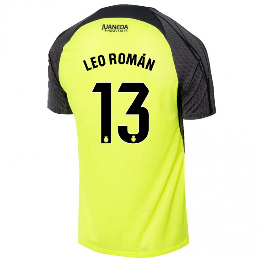 Kids Football Leo Román #13 Fluorescent Green Black Away Jersey 2024/25 T-Shirt Australia