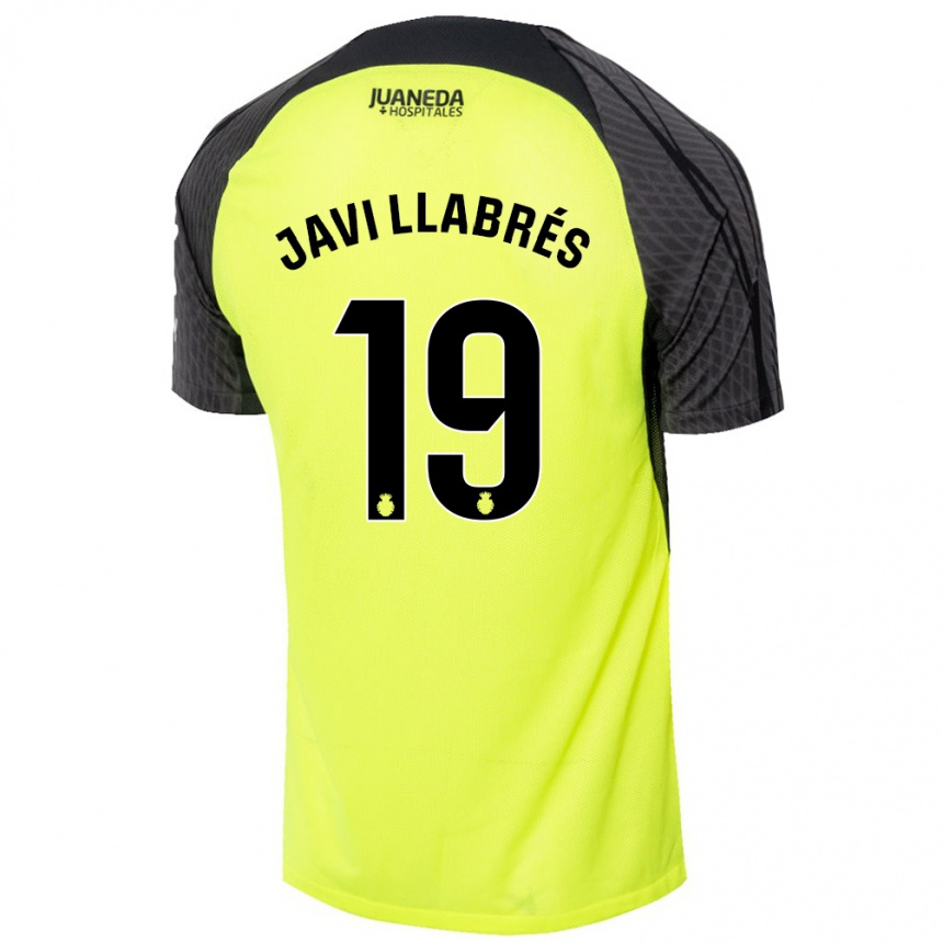 Kids Football Javi Llabrés #19 Fluorescent Green Black Away Jersey 2024/25 T-Shirt Australia