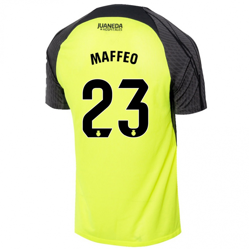 Kids Football Pablo Maffeo #23 Fluorescent Green Black Away Jersey 2024/25 T-Shirt Australia