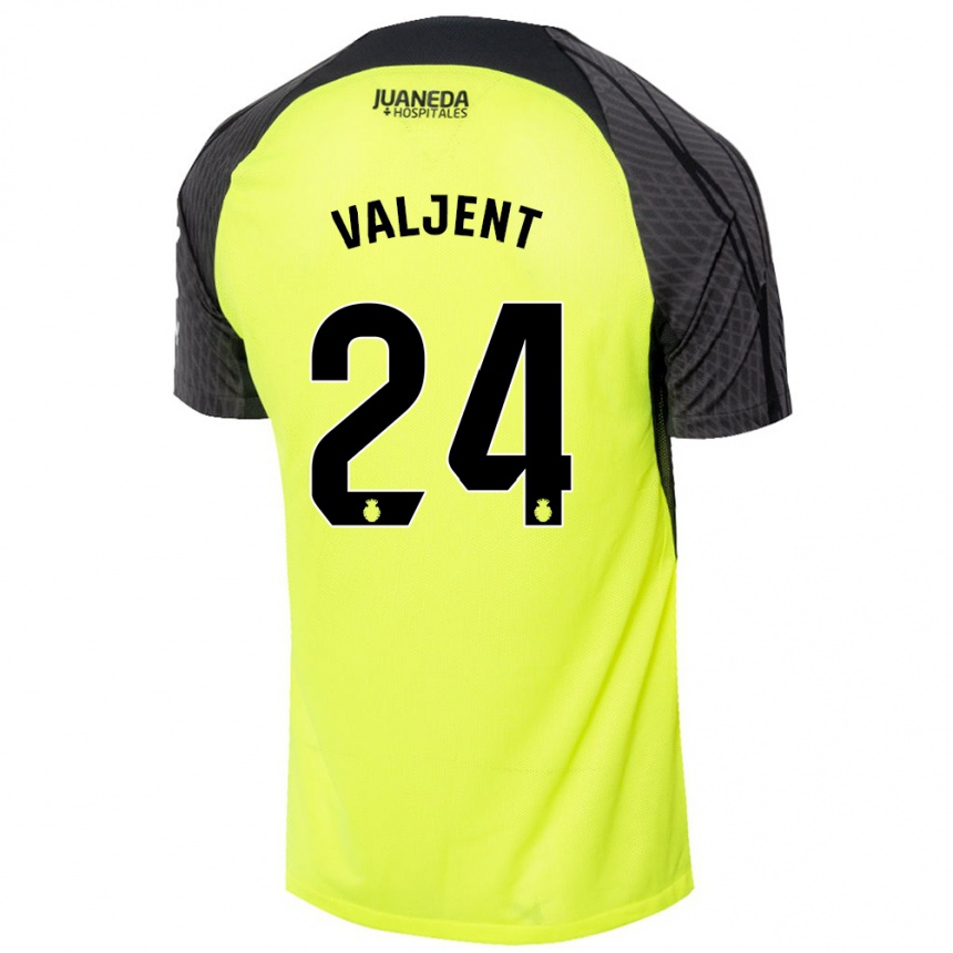 Kids Football Martin Valjent #24 Fluorescent Green Black Away Jersey 2024/25 T-Shirt Australia