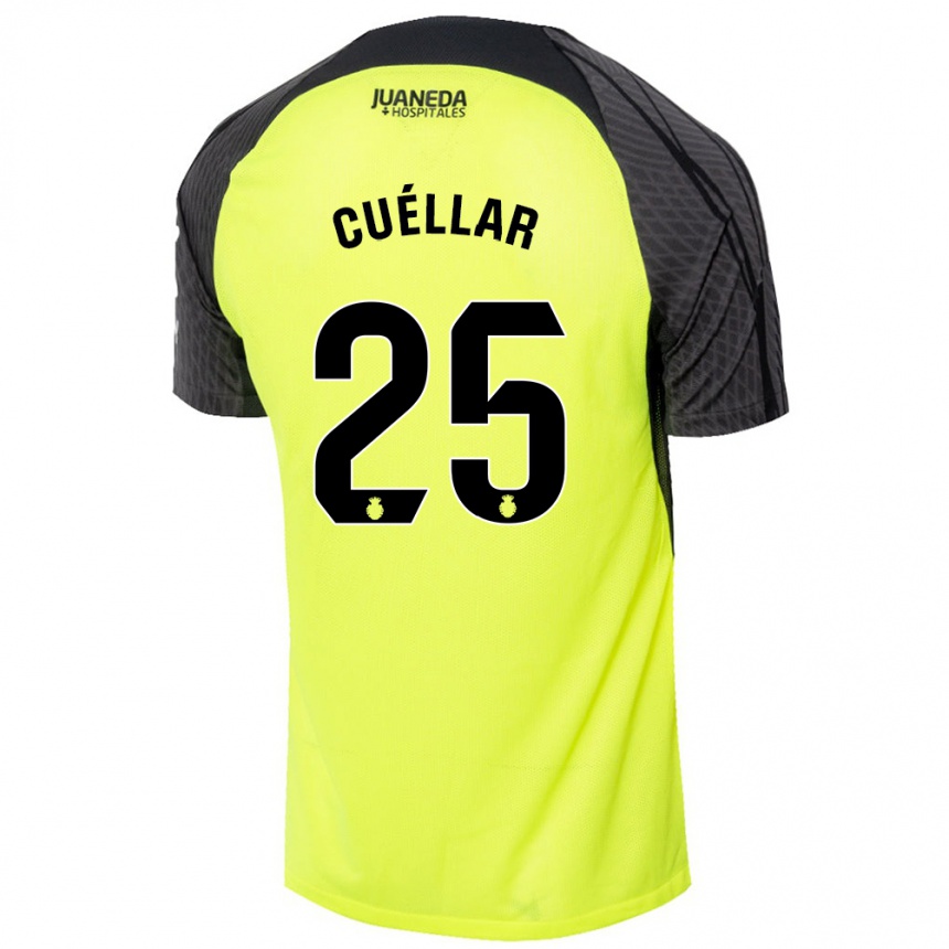 Kids Football Iván Cuéllar #25 Fluorescent Green Black Away Jersey 2024/25 T-Shirt Australia