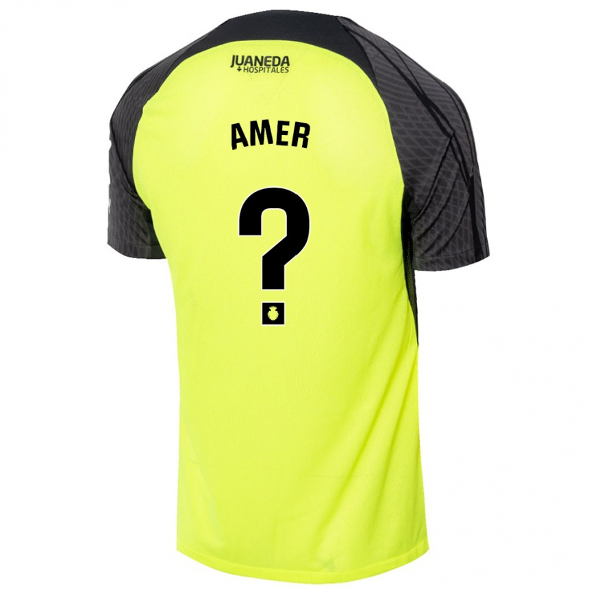 Kids Football Pere Amer #0 Fluorescent Green Black Away Jersey 2024/25 T-Shirt Australia