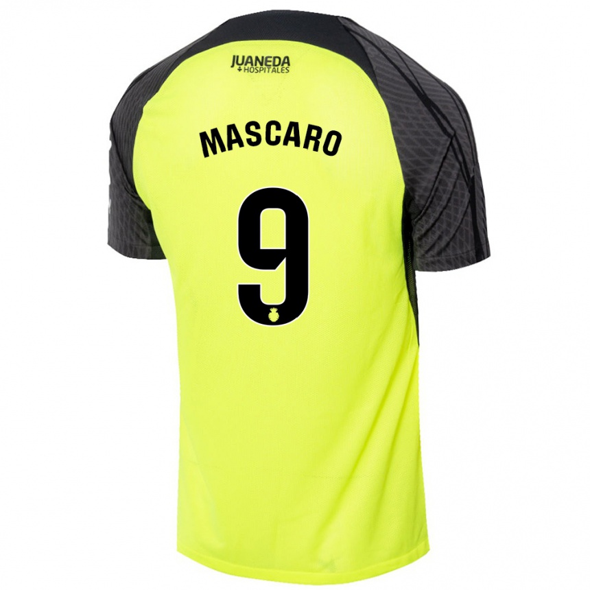 Kids Football Pau Mascaró #9 Fluorescent Green Black Away Jersey 2024/25 T-Shirt Australia