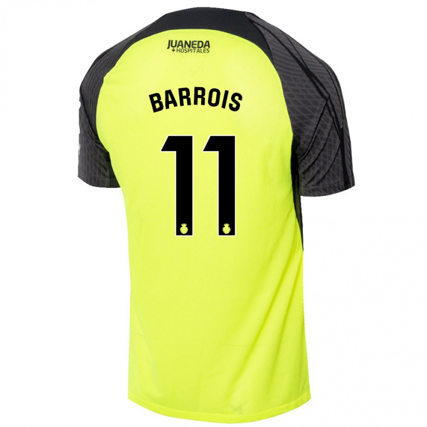 Kids Football Eliott Barrois #11 Fluorescent Green Black Away Jersey 2024/25 T-Shirt Australia