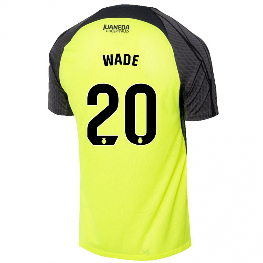 Kids Football Sebas Wade #20 Fluorescent Green Black Away Jersey 2024/25 T-Shirt Australia