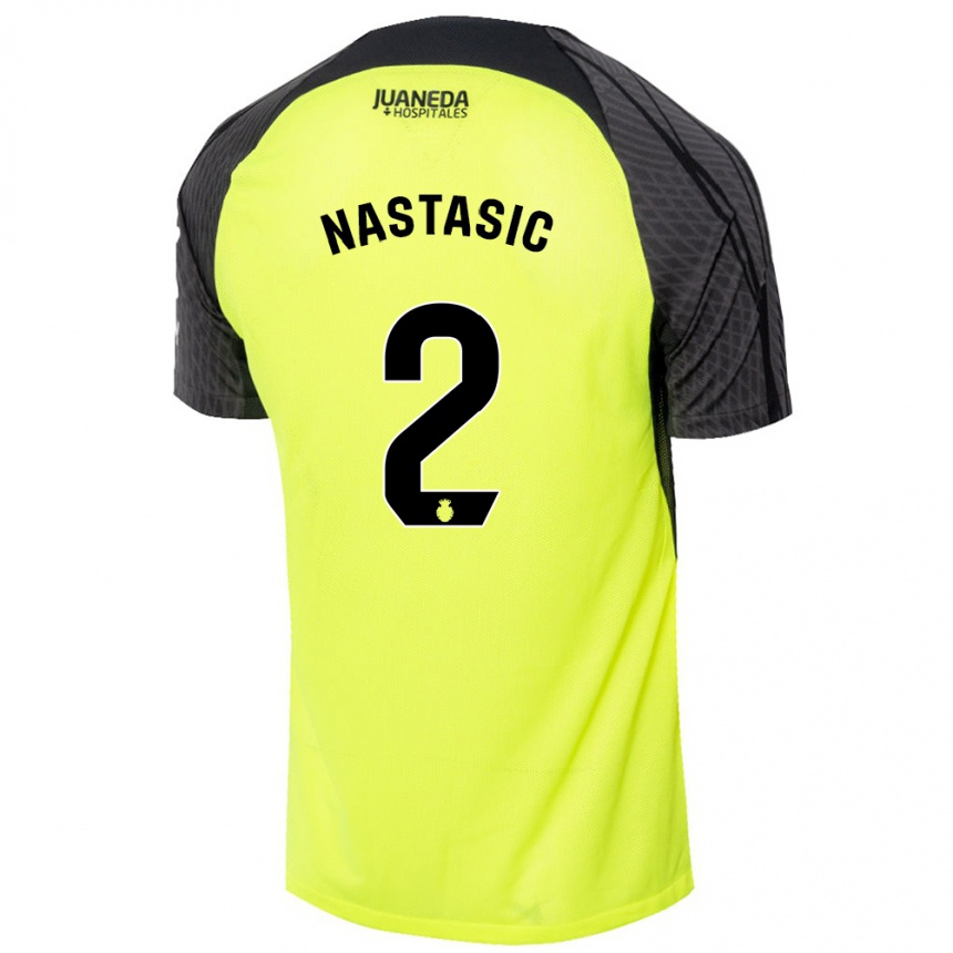 Kids Football Matija Nastasic #2 Fluorescent Green Black Away Jersey 2024/25 T-Shirt Australia