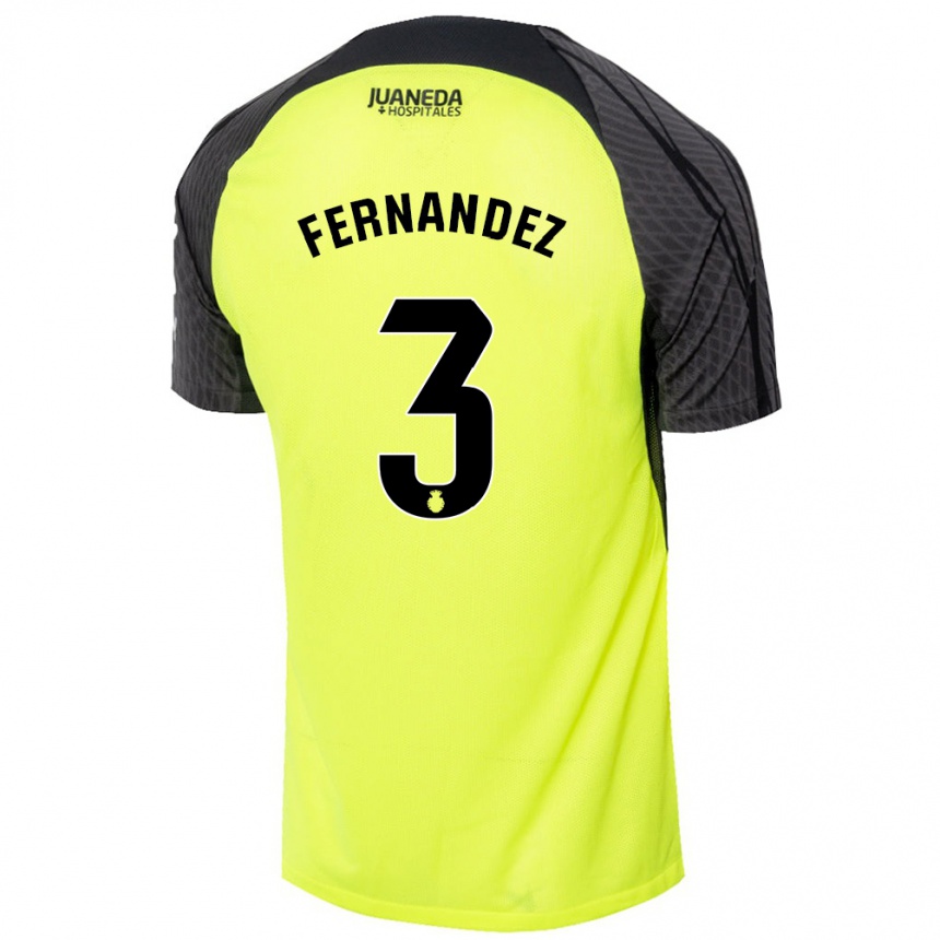 Kids Football Marcos Fernández #3 Fluorescent Green Black Away Jersey 2024/25 T-Shirt Australia