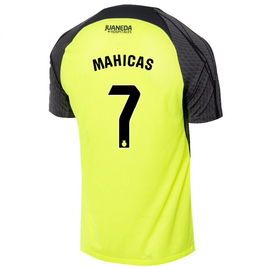 Kids Football Julián Mahicas #7 Fluorescent Green Black Away Jersey 2024/25 T-Shirt Australia