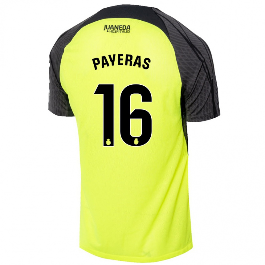 Kids Football Martí Payeras #16 Fluorescent Green Black Away Jersey 2024/25 T-Shirt Australia