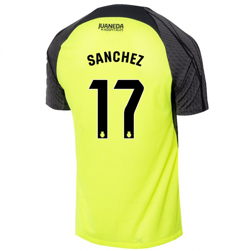 Kids Football Avelino Sánchez #17 Fluorescent Green Black Away Jersey 2024/25 T-Shirt Australia