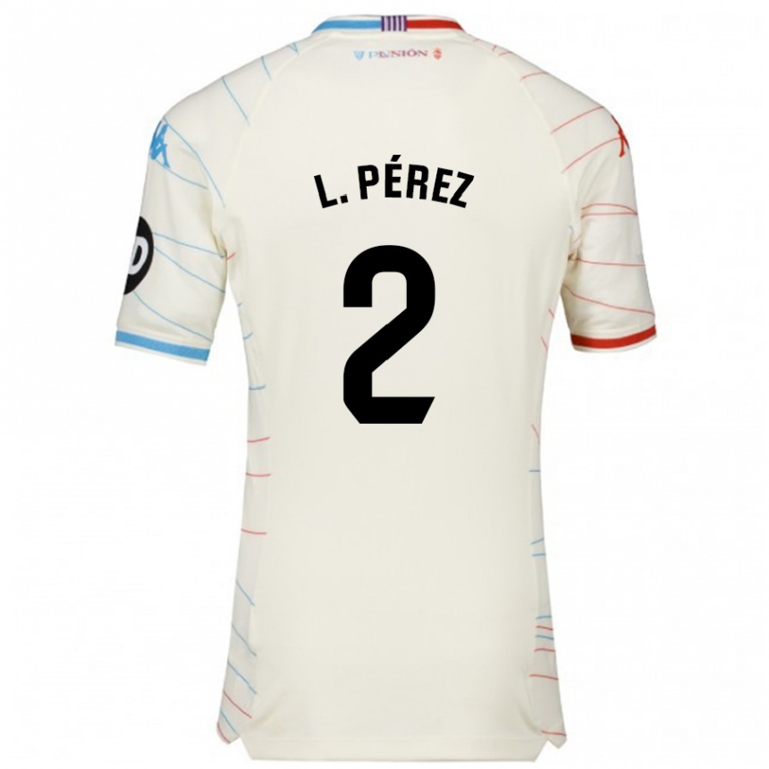 Kids Football Luis Pérez #2 White Red Blue Away Jersey 2024/25 T-Shirt Australia