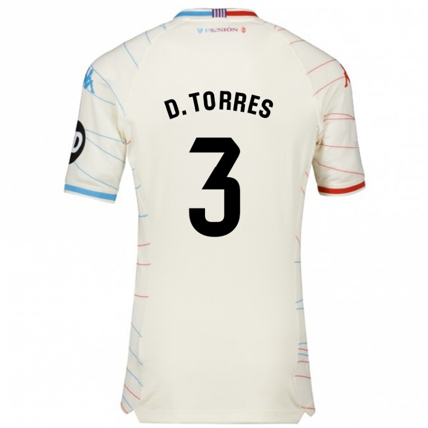 Kids Football David Torres #3 White Red Blue Away Jersey 2024/25 T-Shirt Australia