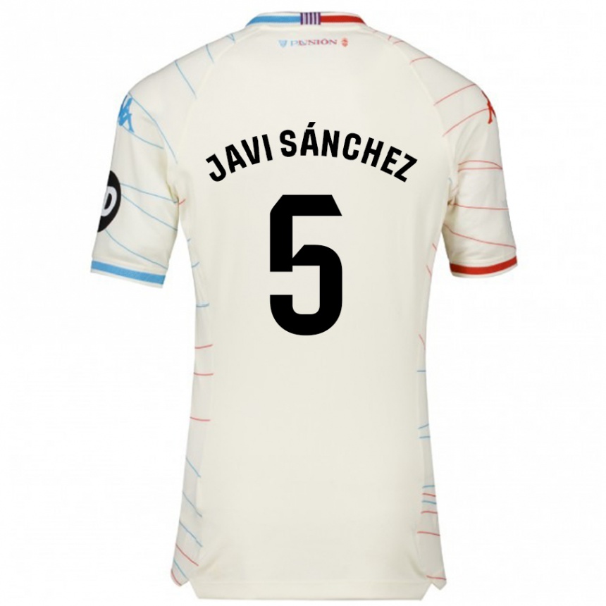 Kids Football Javi Sánchez #5 White Red Blue Away Jersey 2024/25 T-Shirt Australia