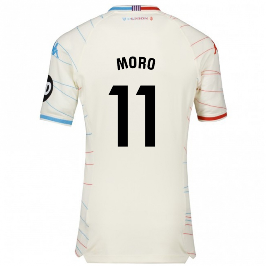 Kids Football Raúl Moro #11 White Red Blue Away Jersey 2024/25 T-Shirt Australia