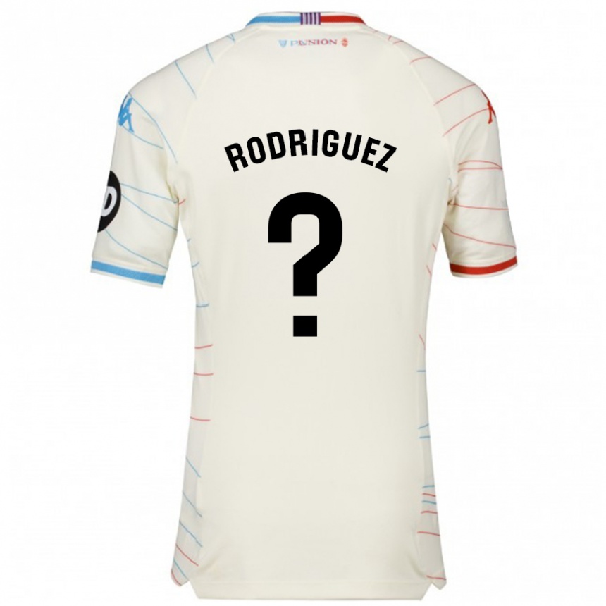 Kids Football Gabriel Rodríguez #0 White Red Blue Away Jersey 2024/25 T-Shirt Australia