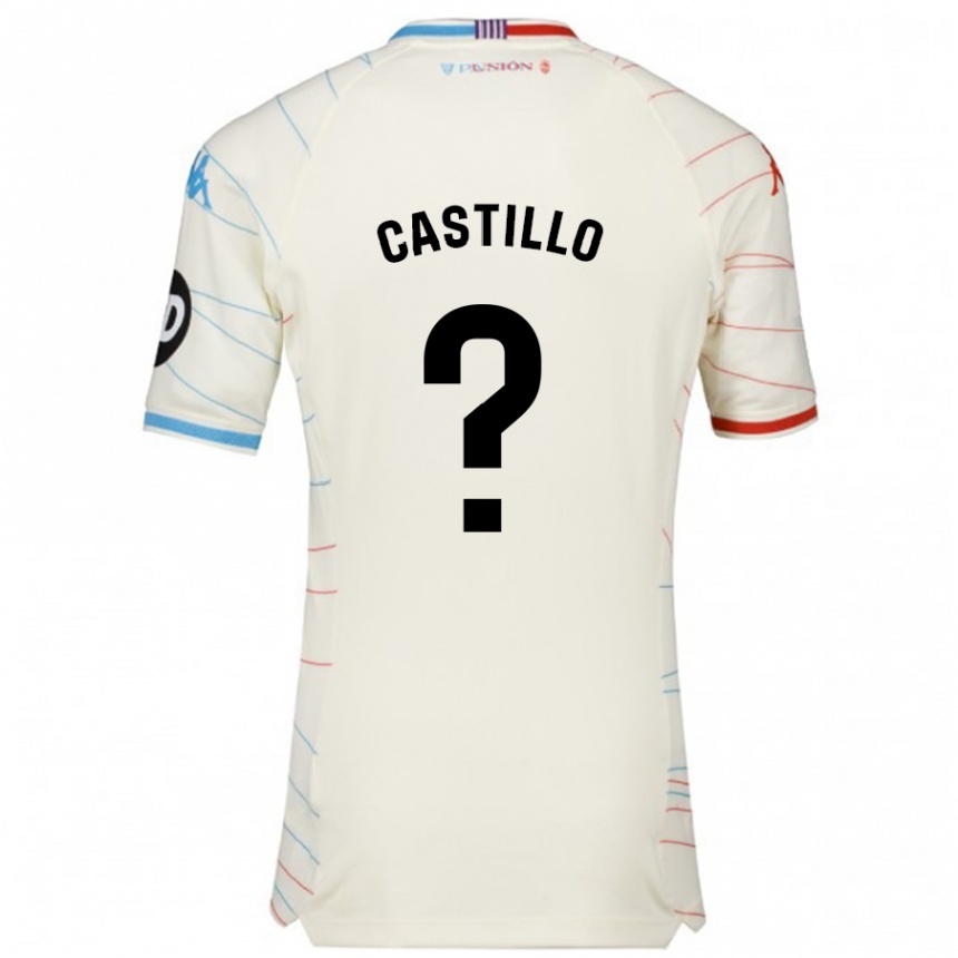 Kids Football Gonzalo Castillo #0 White Red Blue Away Jersey 2024/25 T-Shirt Australia