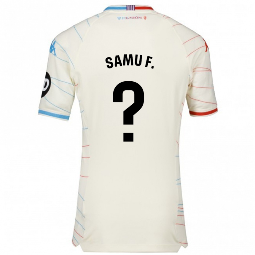 Kids Football Samu Fernández #0 White Red Blue Away Jersey 2024/25 T-Shirt Australia