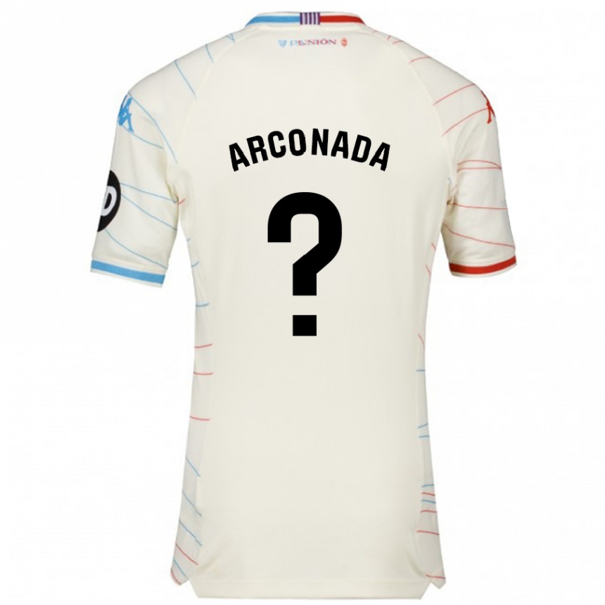 Kids Football Diego Arconada #0 White Red Blue Away Jersey 2024/25 T-Shirt Australia