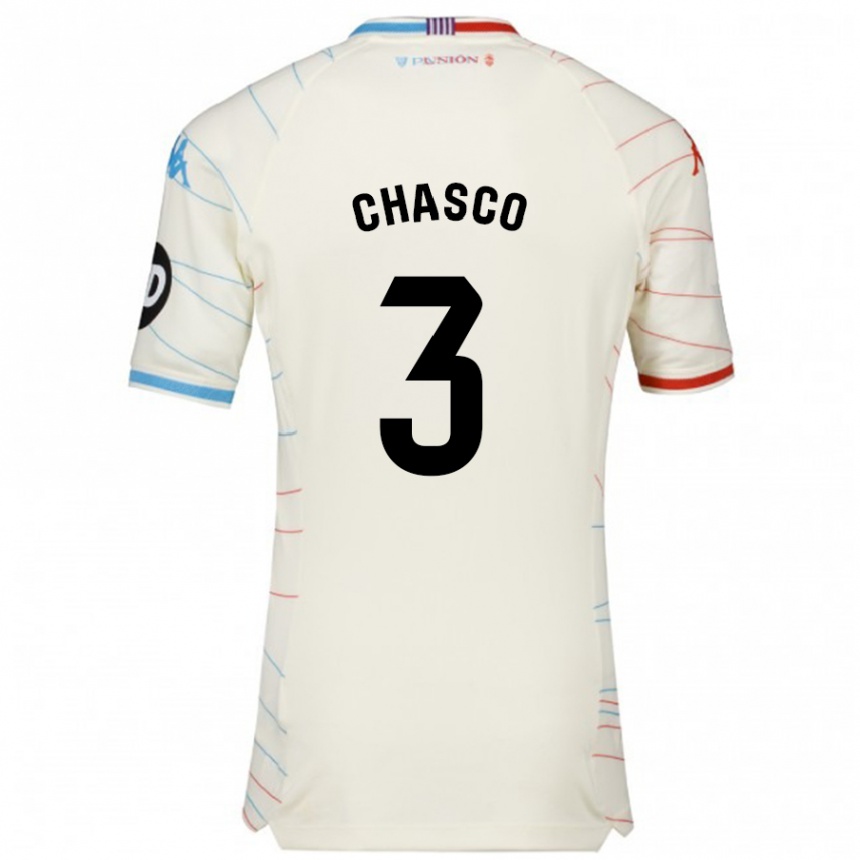 Kids Football Raúl Chasco #3 White Red Blue Away Jersey 2024/25 T-Shirt Australia