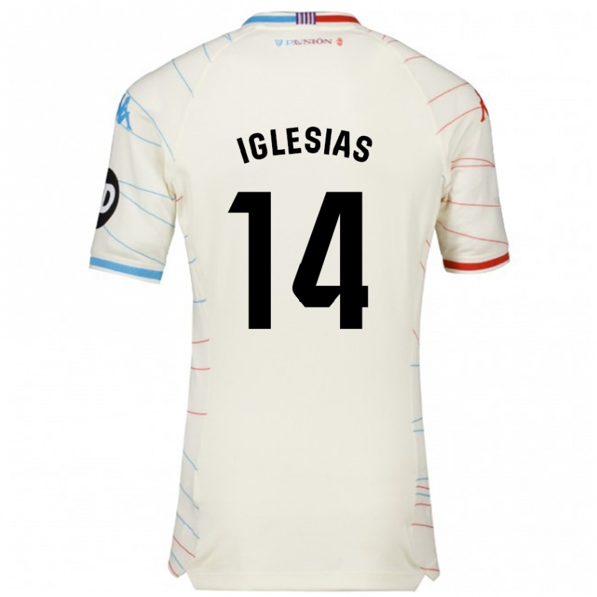 Kids Football Koke Iglesias #14 White Red Blue Away Jersey 2024/25 T-Shirt Australia