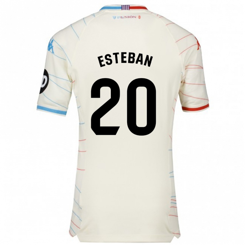 Kids Football Sergio Esteban #20 White Red Blue Away Jersey 2024/25 T-Shirt Australia