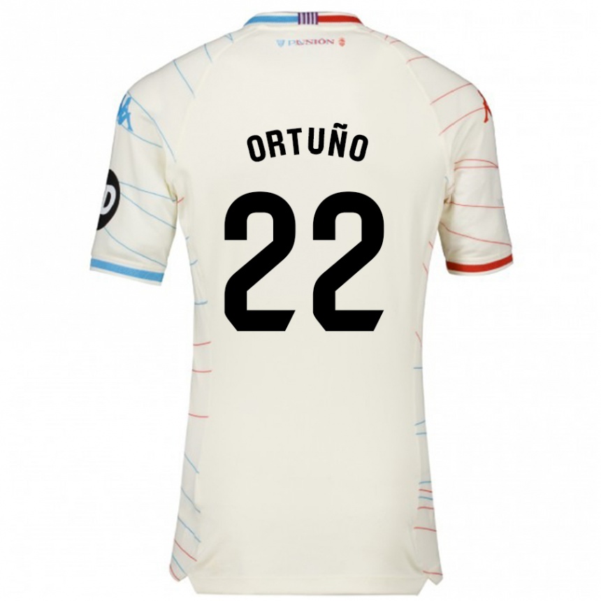 Kids Football Fran Ortuño #22 White Red Blue Away Jersey 2024/25 T-Shirt Australia